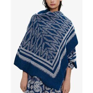 MAJE Emilia Patterned Knit Poncho One Size Made In Italy